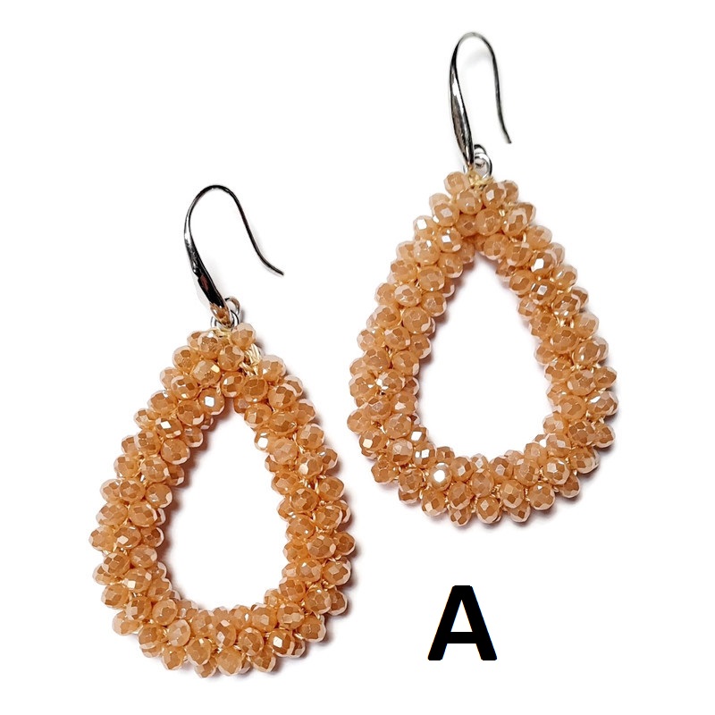 Earrings Beaded dropshape Nude Colors