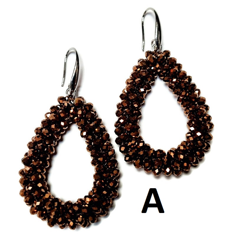 Earrings Beaded Dropshape Dark Colors