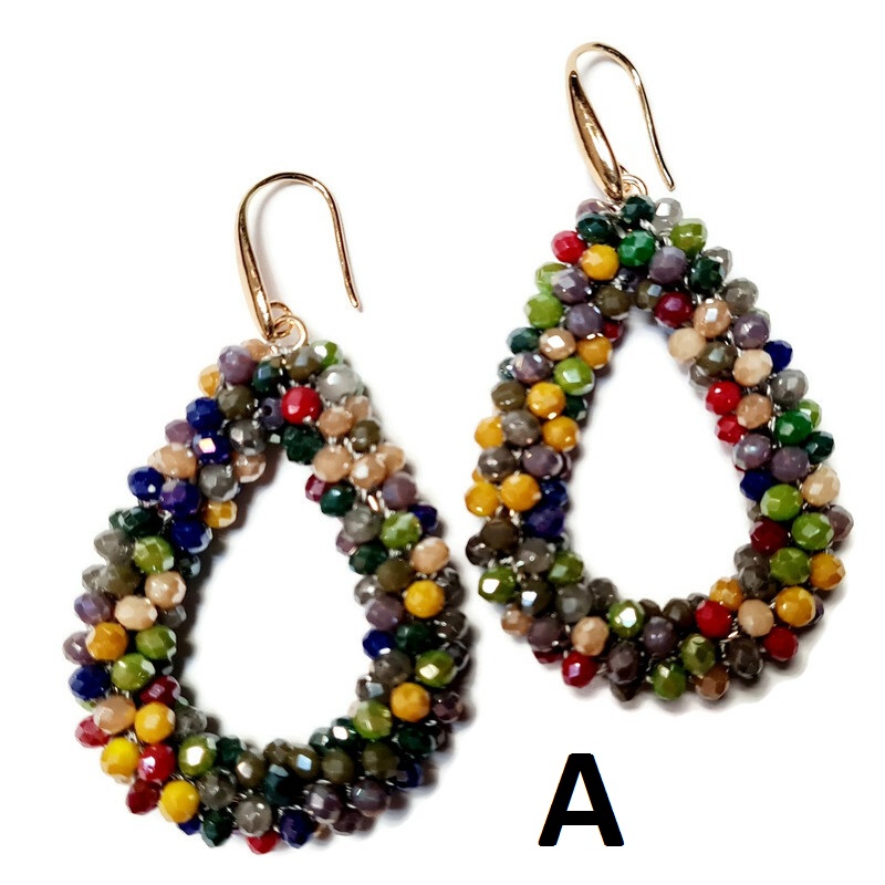 Earrings Beaded dropshape Mix colors