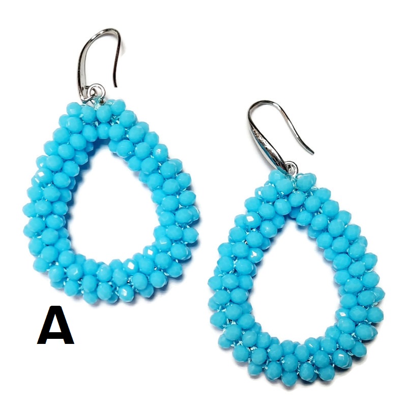 Earrings Beaded dropshape Blue Colors