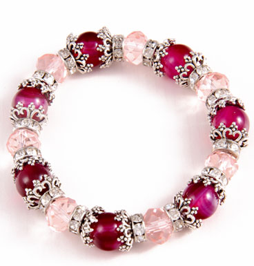 Bracelet crystals semi precious fuchsia