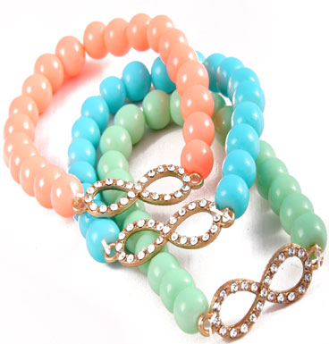 Bracelet infinity in pastels