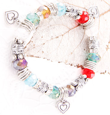 Bracelet colorfull crystals and hearts