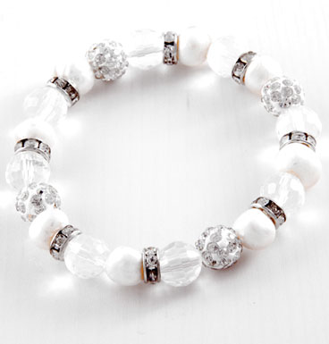 Bracelet Shamballa, sweet water pearls and crystals