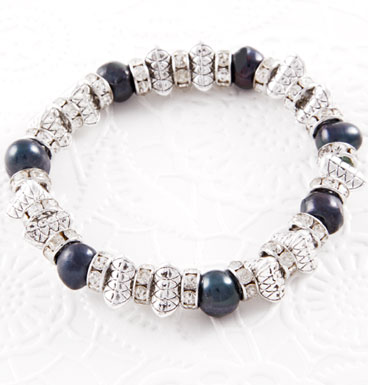 Armband black sweet water pearl