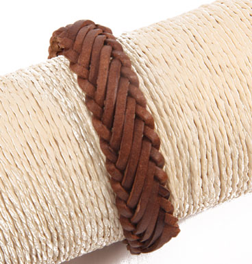 Leren armband braid brown varia II