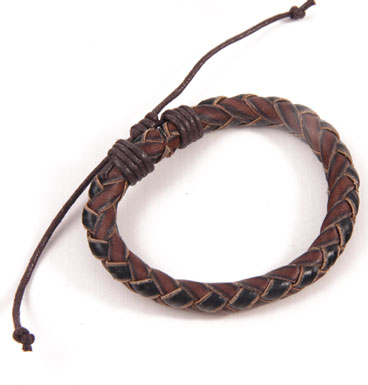 Leren armband round braid