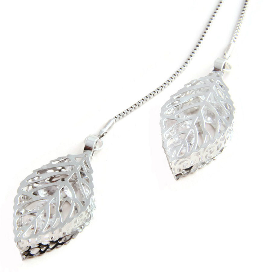 Necklace Crystal filled leafs