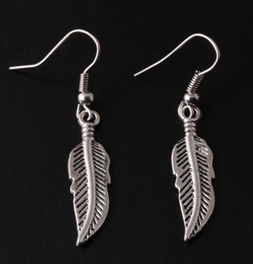 Oorbellen silver feather