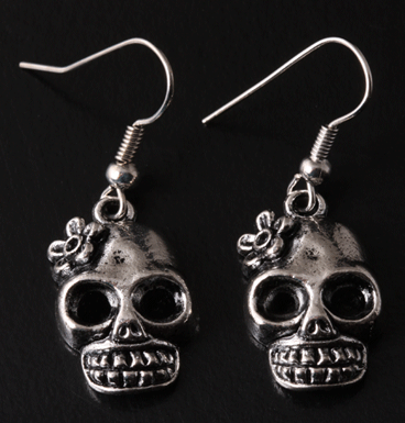 Earrings Flower Power Skull