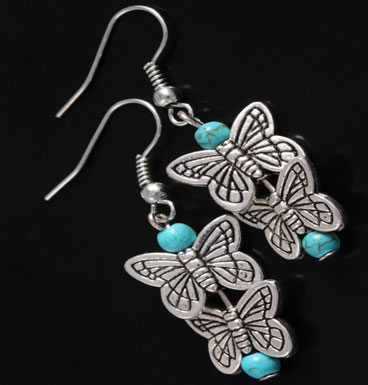 Oorbellen Butterfly kisses en turqoise