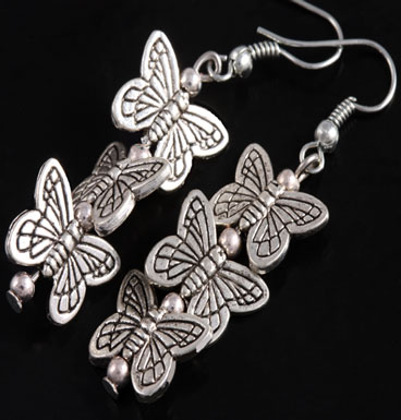 Earrings Triple Butterfly kisses