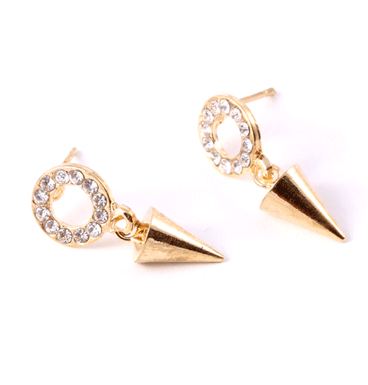 Earrings strass circle w. spike