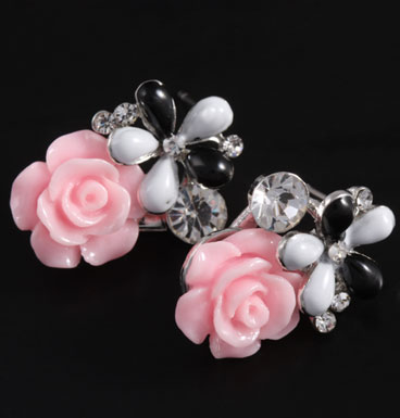 Earrings Pink flower bouquet