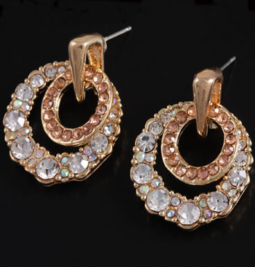 Earrings Gold circles and strass