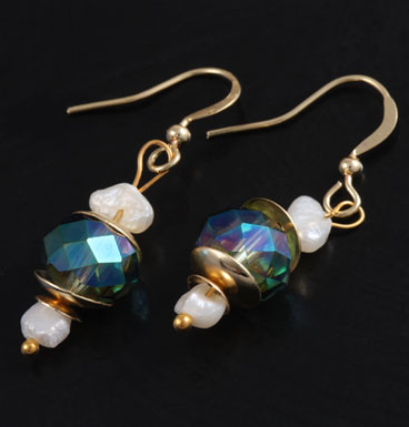 Oorbellen Rainbow crystal and fresh water pearl