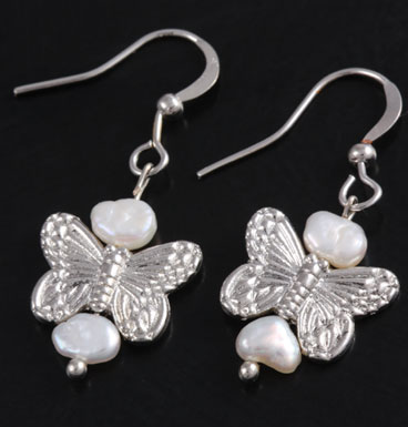 Earrings Butterfly kisses and sweet water pearls