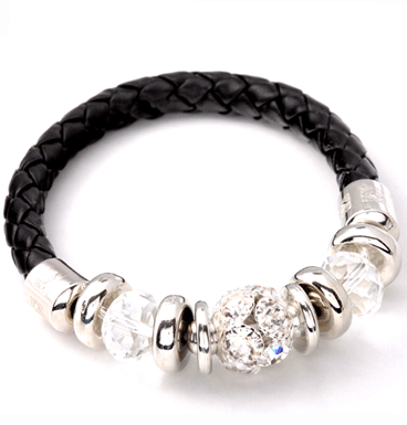 Armband vlecht, strass & crystal