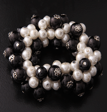 Bubbles black & white pearl