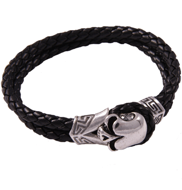 Armband Skull & leather Braid