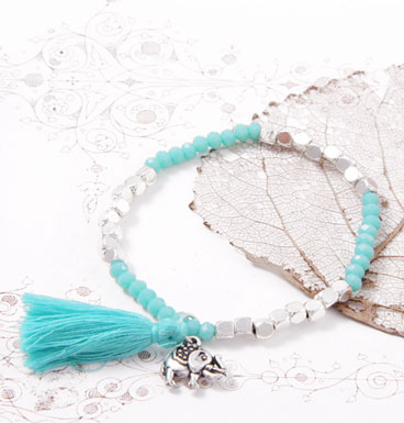 Bracelet Lucky Elephant and Turquoise tassel