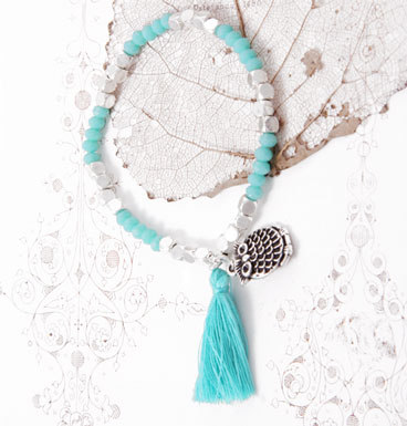 Bracelet Wise Bird and Turquoise tassel