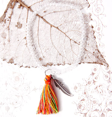 Bracelet Crystals, Feather & Tassle