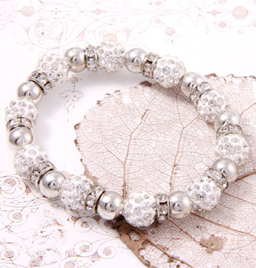 Armband Silver Beads and Shamballa Shine