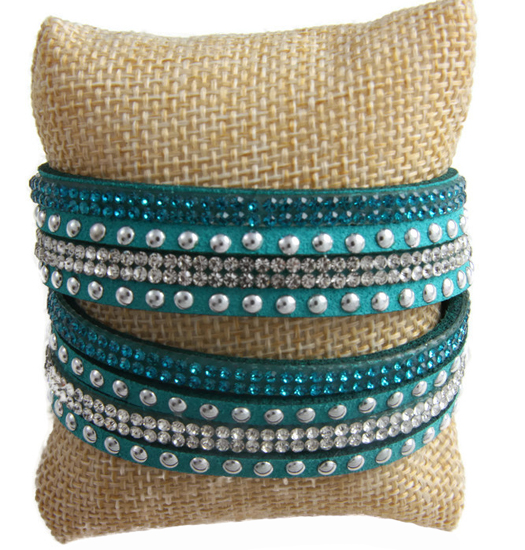 Bracelet Double coloured Diamonds and Studs Wrap