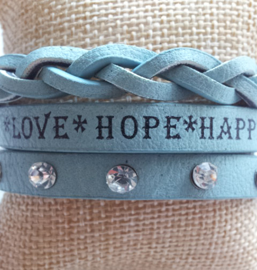 Bracelet Message Wrap love-hope-happiness