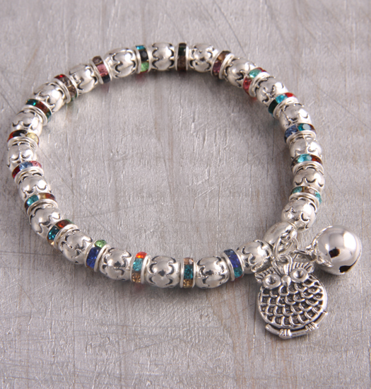 bracelet colored strass and owl