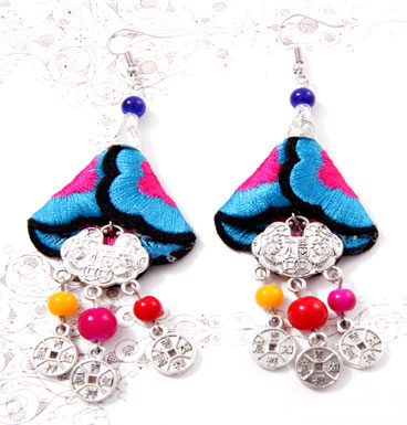 Earrings Embroided Flowers