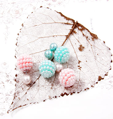 Earrings Double Dot pearl dots