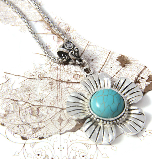 Ketting Turquoise Bloem