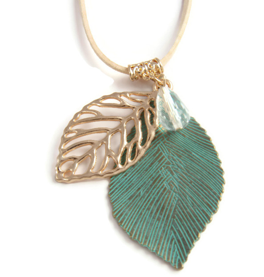 necklace and green leaf