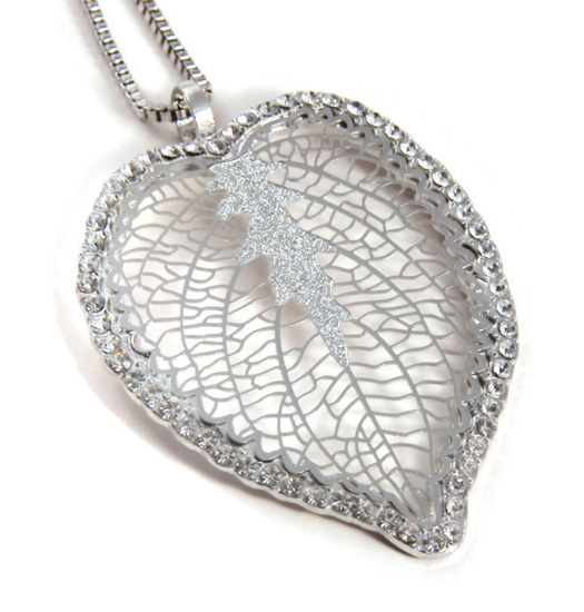 Ketting Big leaf and strass