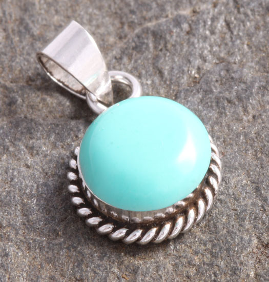 Silver Luck Charm Pendant Turquoise Stone