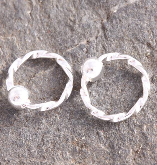 Silver Twisted Hoop Earrings