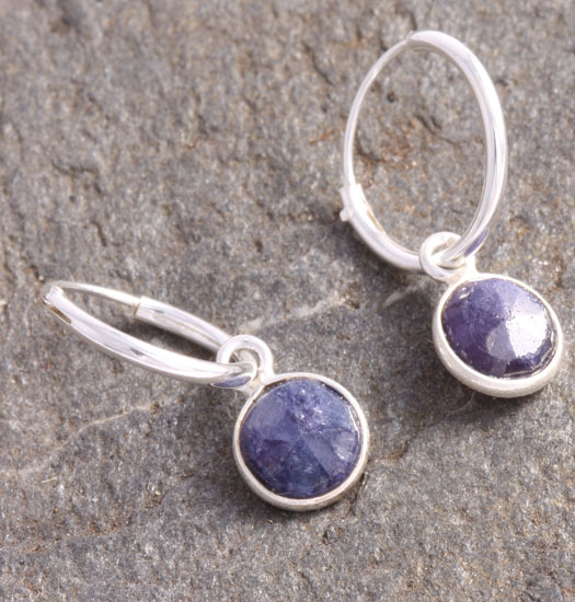 Silver Luck Charm Earring Blue Stone