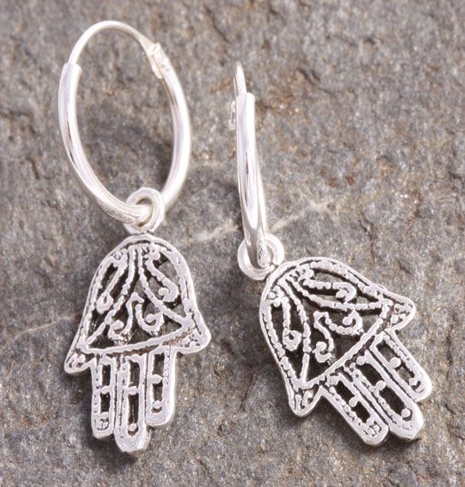 Silver Luck Charm Earring Hand of Fatima