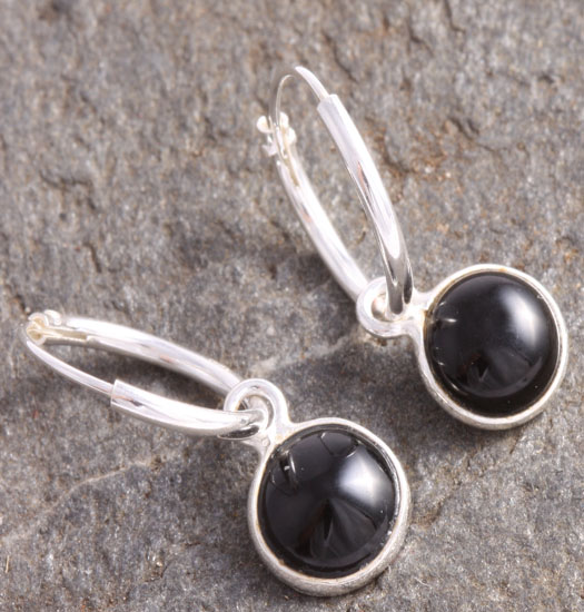 Silver Luck Charm Earring Onyx