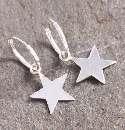 Silver Luck Charm Earring Star