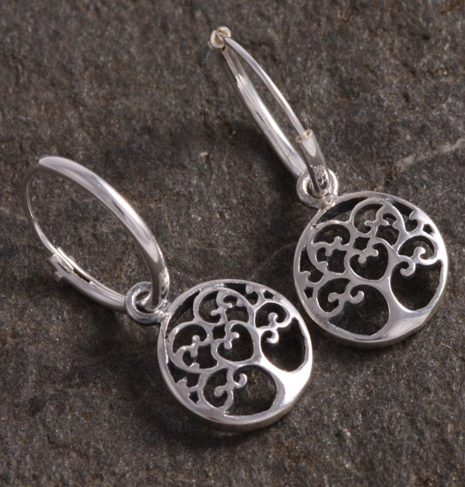 Silver Luck Charm Earring Tree of Life