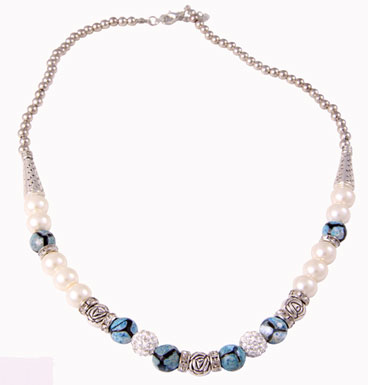 Collier Shamballa, Roses & Blue Gekko