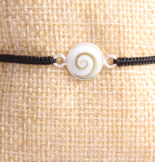 Real Shell in set Silver on Pull Rope Bracelet