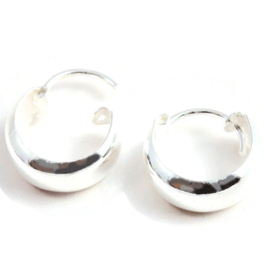 Silver Wide Plain Hoop Earrings