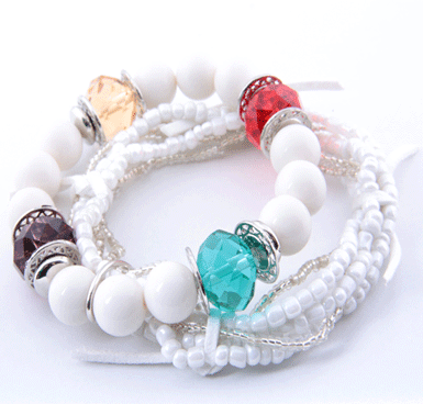 Multi bracelet white leather