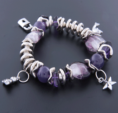 Purple glass & charms